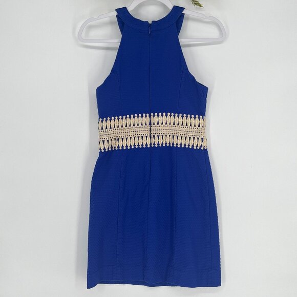Lilly Pulitzer Ashlyn Blue Crochet Waist Shift Dress Resort Preppy Party 0 - Picture 5 of 9